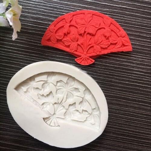 New compact fan shape silicone mold Fondant cake decorating tools Chocolate chip cookie candy tool