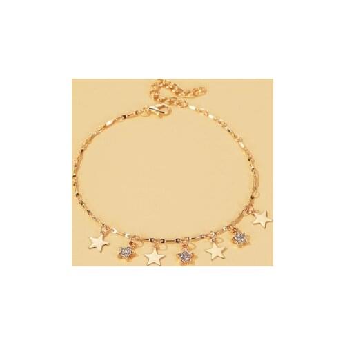 European and American new summer beach wind star pendant anklet small fresh wild five-pointed star tassel anklet