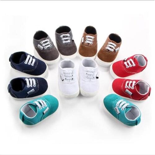 New Solid Baby Canvas Shoes First Walkers Toddler Infants Antislip Sport Shoes