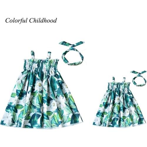 Mother Daughter Dresses Summer Family Clothing Mom and Daughter Dress Gardenia flower printing Family Matching Outfits Dress