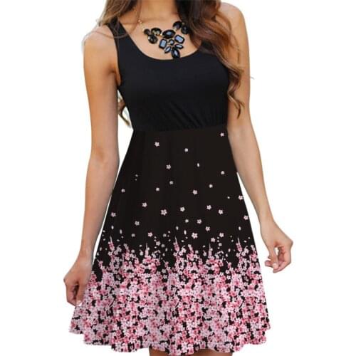 Floral Boho Dress Ladies Sleeveless O-Neck Slim A-line Tank Dress Summer Women Fashion Vintage 3D Printing Casual Dress Vestidos