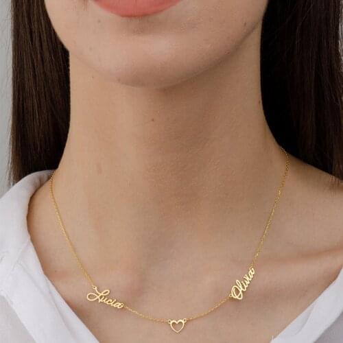 Customized Fashion Stainless Steel Multiple Name Necklace Love Personality Letter Necklace Pendant Jewelry Gift