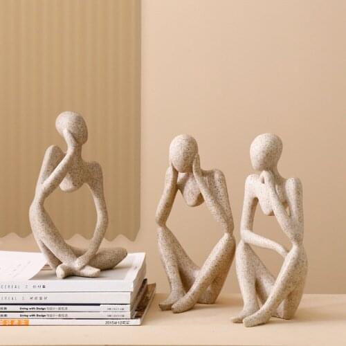 Forgetive Resin Statues Creative Abstract Thinker People Sculptures Miniature Figurines Craft Office Home Decoration Accessories