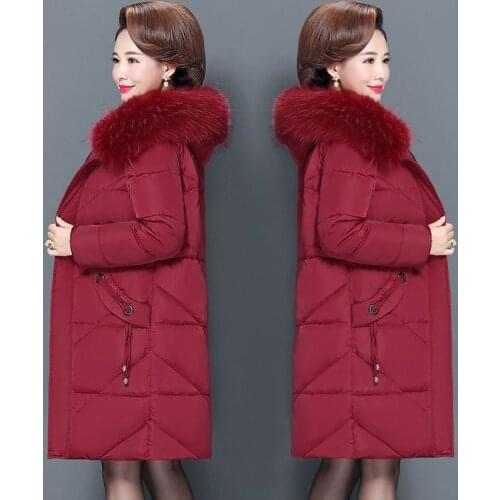 Middle-aged Women Thicken Casual Slim Parka 2021 New Winter Jacket Female Cotton Padded Clothes Coat Overcoat Plus Size 6XL