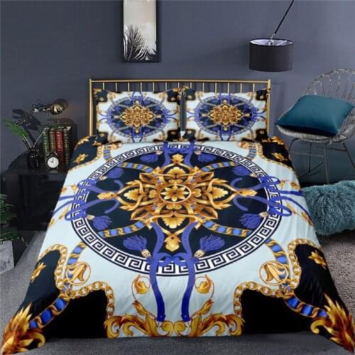 Home Living Luxury 3D Golden Chain Bedding Set Comfortable Duvet Cover Set Kids Bedding Set Queen and King EU/US/AU/UK Size
