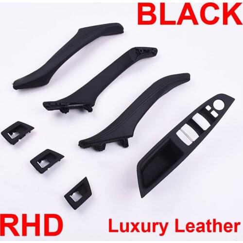 Luxury Leather Right Hand Drive RHD For BMW 5 series F10 F11 520 525 Black Car Interior Door Handle Inner Panel Pull Trim Cover