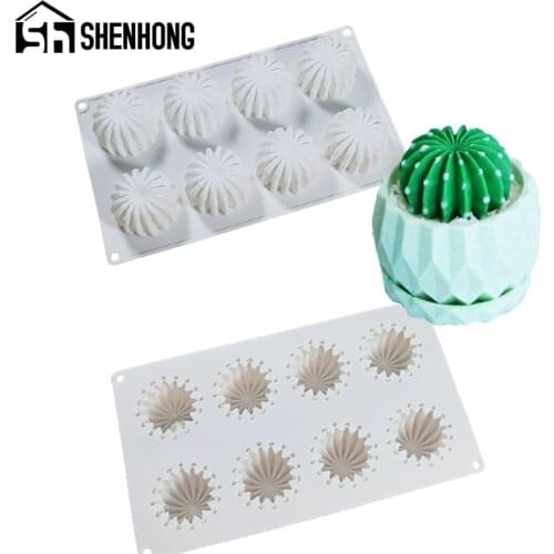 SHENHONG 8 Cavity Cactus Silicone Cake Mold Dessert Pan Candle Plaster Mould Kitchen Bakeware Mousse Pastry Tray Baking Tools