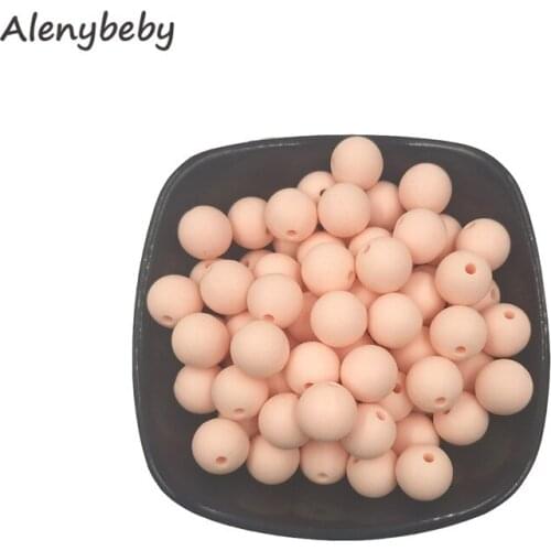 Light Pink Color Food Grade Silicone Round Bead 12/15mm Baby Teether Necklace Toy DIY Pacifier Chain Care Baby Teether Product