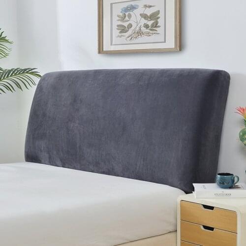 Solid Color Plush Thicken Elastic All-inclusive Cover Bed Head Back Protection Dust Cover Headboard Cover