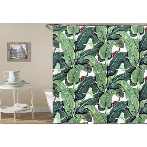 Green Leaf Pumpkin Series Colorful Printed Waterproof and Mold Resistant Washable Bathroom Decoration with Hock Shower Curtain