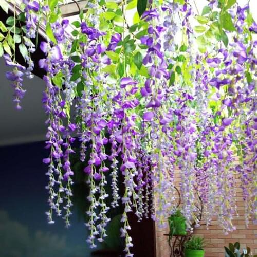 1Pcs Plastic Party Wedding Artificial Wisteria Flower Vines Hanging Rattan Bride Flowers Garland Home Garden Hotel high quality
