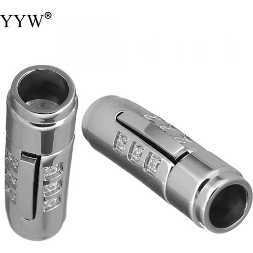 10PCs Stainless Steel magnetite Clasp rhinestone jewelry clasps For Bracelet Leather Cord Bracelet Connectors For Jewelry Making