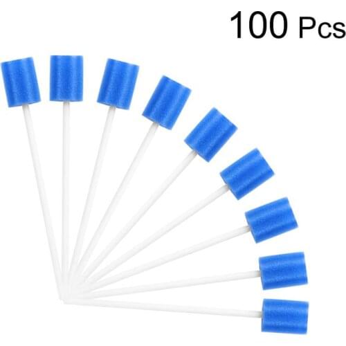 100 Pcs Disposable Sponge Stick Mouth Care Sponge Tooth Cleaning Sponge Swab Oral Care Cleaning Tools Blue