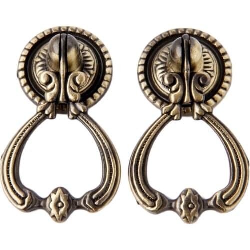 2Pcs Antique Bronze Pull Ring Handles Knobs Kitchen Drawer Cabinet Knobs Door Knocker Cupboard Hardware
