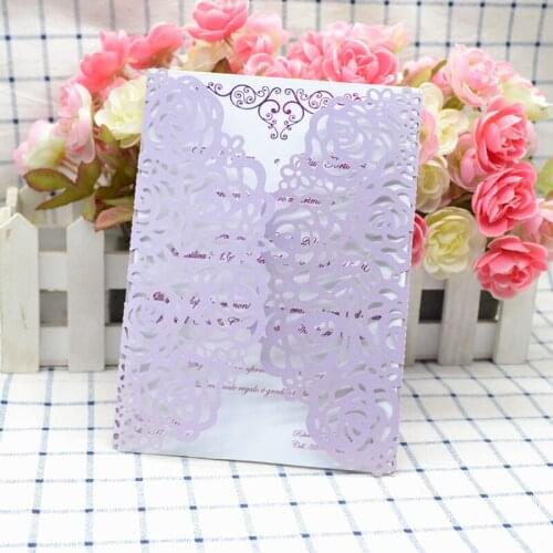 2020 hot rose invitation card wedding supply invitations laser cut invitation card RSVP available