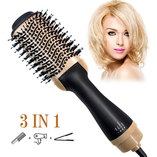 3 In 1 One Step Hair Dryer & Volumizer Hot Air Brush Blower Straightener Hair Hot Comb Tangle Hair Brush Hair Salon Tools