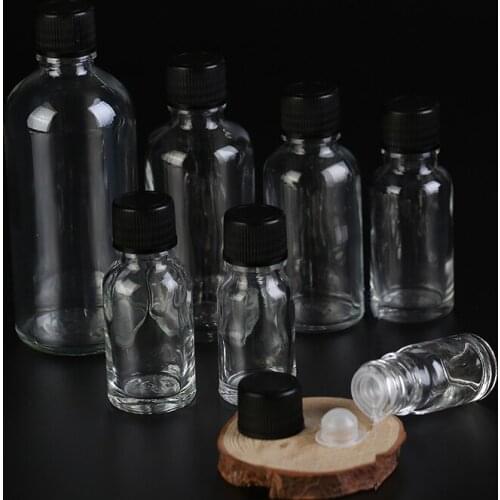5ml 10ml Empty clear glass bottle Mini glass Vials essential oil bottle with plastic lids F015