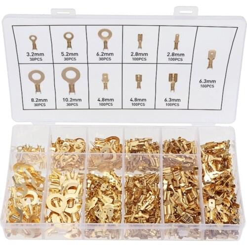 750PCS boxed bare terminal gold plug spring insert car accessories wire connector crimp ring terminal wire connectors