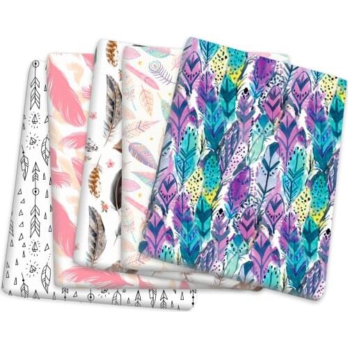 David accessories 50*145cm Feather Printed Textile Polyester Cotton Fabric Patchwork for Dress Making Puppet Pillar,1Yc9126