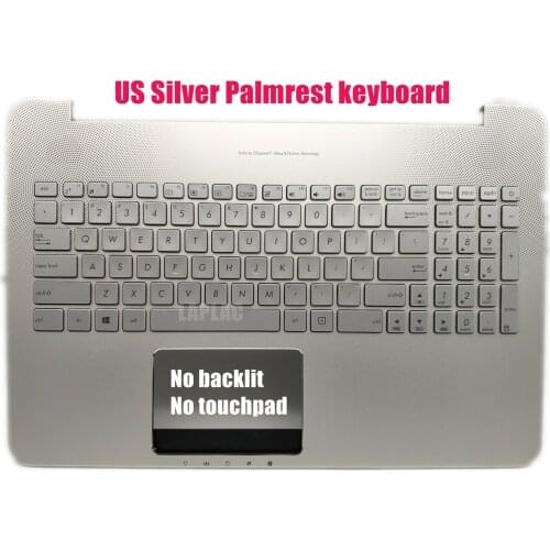 US Silver Palmrest keyboard for ASUS VivoBook Pro N552V/N552VX/N552VW 90NB09P1-R32US0