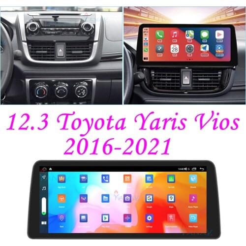 12.3 inch Car Radio For Toyota Yaris Vios 2016-2021 Android10 Multimedia Stereo CarPlay Video Wifi GPS Navigation Heat Unit 128G