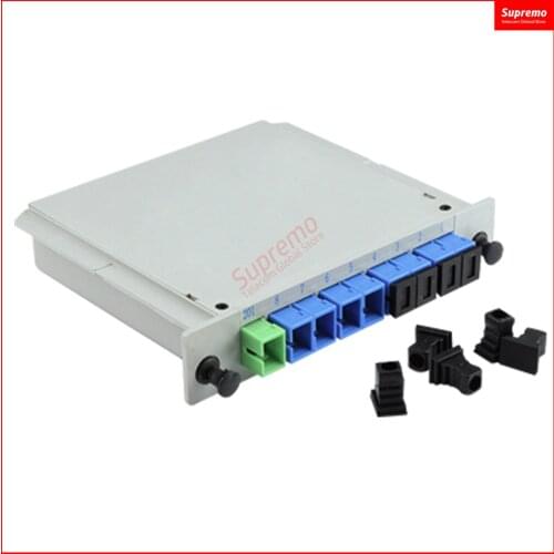 Free Shipping SC/UPC 1X8 Fiber Optic FTTH cassette box Optical Coupler SC UPC PLC 1X8 fiber splitter cassette