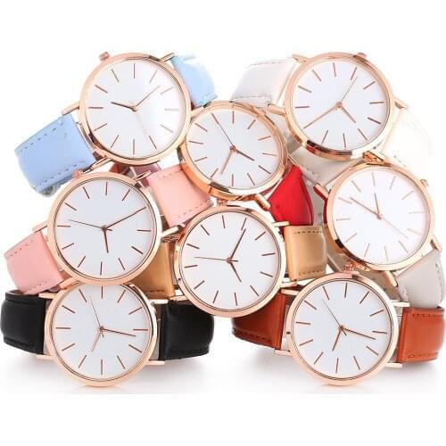 Fashion Women Watch Fashion Leather Band Analog Quartz Round Wrist Watch Casual Simplicity Watches Vintage Clock Reloj Mujer