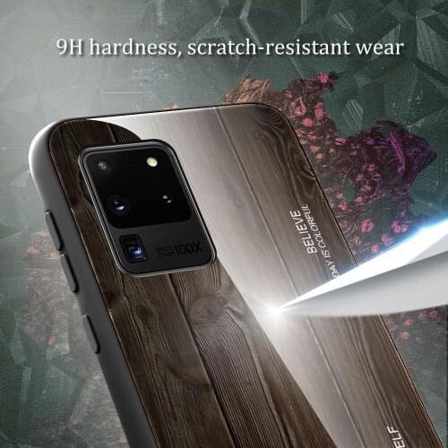 Wood Grain Glass Case For Samsung S20 FE Note 20 S20 Ultra S20 S10 S9 Plus S10E A21S A51 A71 4G Note 9 10 A10 A30 A50 A70 A80