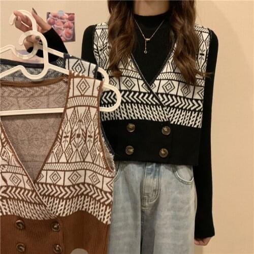 Cheap wholesale 2021 spring autumn winter new fashion casual warm nice sweater vest women woman female OL knit vest BAy023