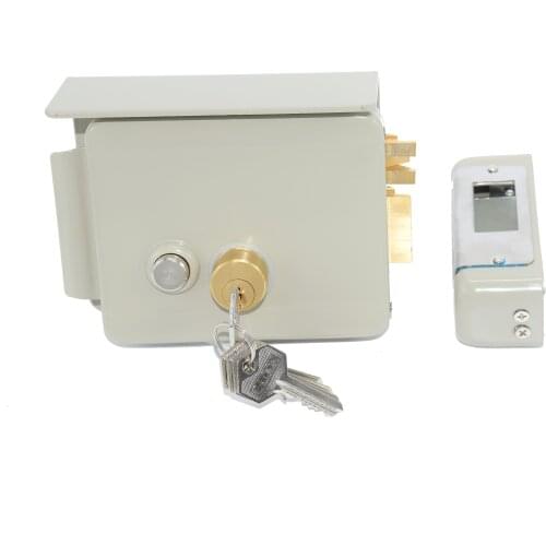 DC12V Electric lock with brass cylinder 5 mechanical key Waterproof Cover for home access control intercom
