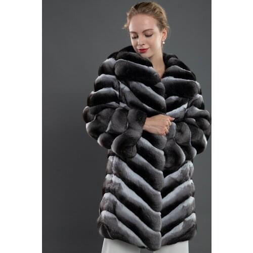 CNEGOVIK Hot Style Coat Women Fur Jacket 2020 Winter New Fashion Chinchilla Color Real Rex Rabbit Fur Outwear