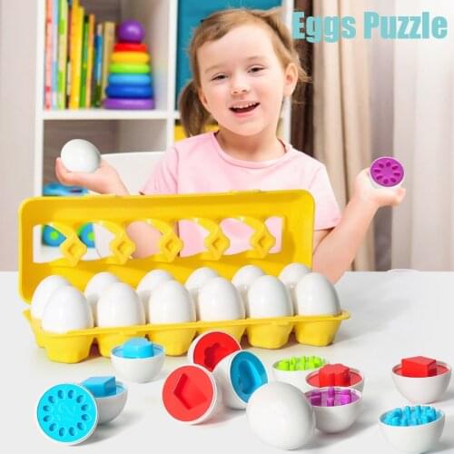 6PCS Mixed Shape Tools Smart Eggs 3D Jigsaw Puzzle Games Montessori Learning Education Math Toys With Box For Children Boys Baby