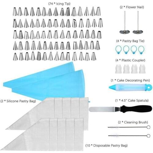 Transhome Cake Decorating Tools Icing Tips 100 Pcs Confectionery Bag Pastry Nozzles Converter Cake Scraper Baking Tools For Cake