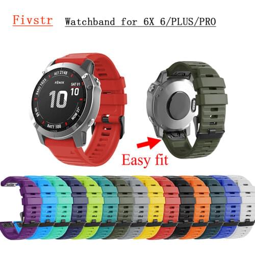 Fivstr 20 22 26mm Easyfit Silicone Watch Strap Wrist Band for Garmin 6X 6 6S /Pro Quick Release Watchband for Fenix 5x 5 5s/Plus