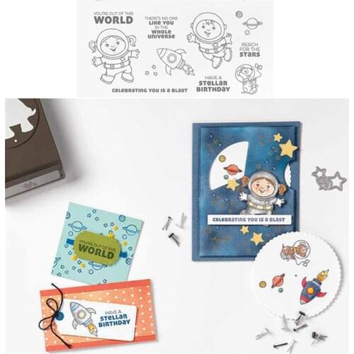 Space Metal Cutting Dies and Stamps for DIY Scrapbooking Photo Album Paper Card Decoration Craft Embossing Template