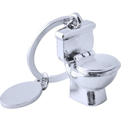 Mini Toilet Key Ring Chain Classic 3D Keychain Bathroom Cute Creative Gift Trinket Anime Keychain