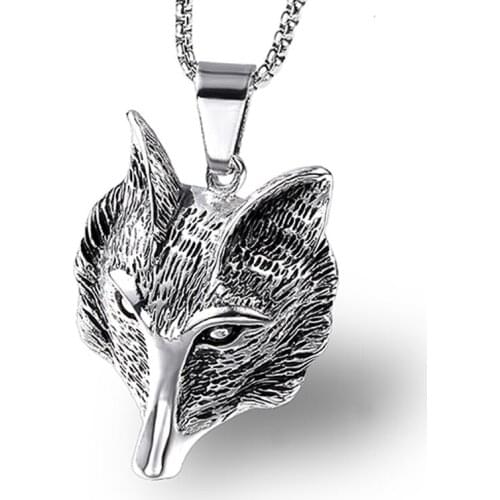 RIR Tribal Wolf Head Statement Pendant Men Necklace Couples Jewelry Handcrafted Colares Corrente De Prata Hand Cut Coin Necklace