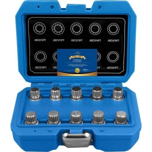 10PCS Anti Theft Screw Removal Set For Volkswagen Wheel Lock Key Tamper Proof Lug Nut Auto Repair Timing Tools