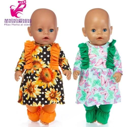 New born baby doll clothes sunflower dress pants fit for 18 inch doll clothes wear house keeper dress