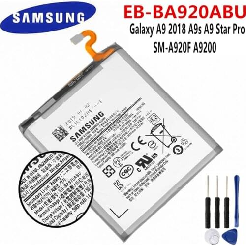 SAMSUNG Orginal EB-BA920ABU 3800mAh Battery For Samsung Galaxy A9 2018 A9s A9 Star Pro SM-A920F A9200 Mobile Phone +Tools