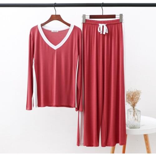 Autumn Women Modal Pajamas Set Long Sleeve Sleepwear Soft And Comfort Homewear Pijama Set Nightie Women Modal New Pyjama