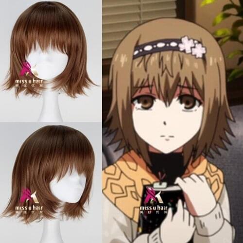 New Tokyo Ghoul Fueguchi Hinami Wig Short Straight Brown Color Cosplay Wig role play hair costumes +wig cap