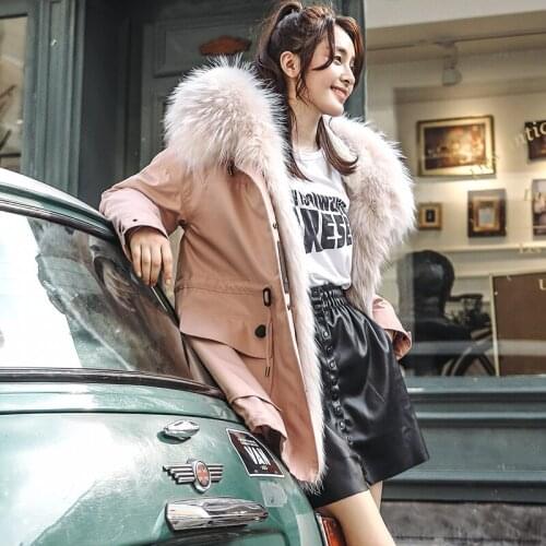 Parka Rex Rabbit Winter Long Jacket Real Fur Coat Women Manteau Femme HZP-0020 YY960