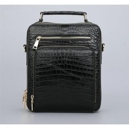 Authentic Fancy Crocodile Belly Skin Mens Small Handbag Crossbody Shoulder Bag Genuine Exotic Alligator Leather Male Flap Purse