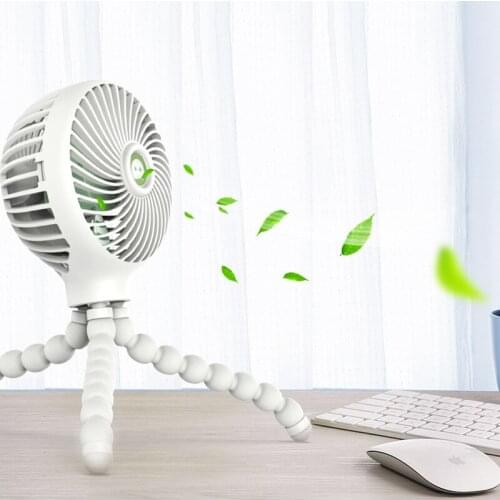 Mini Silent Hanging Fan Portable USB Charging Octopus Shape Desktop Stand Handheld Cooler for Outdoor Baby Stroller Student