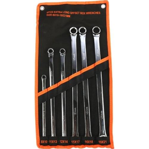 Metric Combination Durable Aviation Spanner 6 Pcs 8mm - 19mm Extra Long Box End Wrench Set CR-V Tool Construction Uses