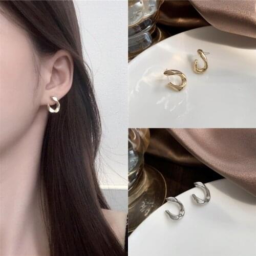 Punk Simple Solid Color Irregular Metal Hoop Pendant Drop Earrings for Women Girls Teens Jewelry Earrings 2021 Trend New Arrival