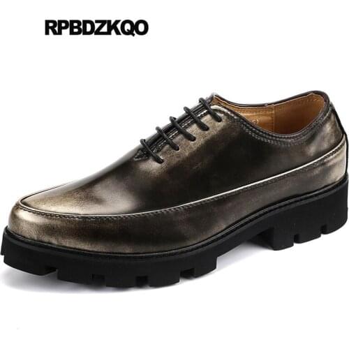 Rubber Designer Fashion Elevator 2018 Casual Stylish Summer Retro Comfort Party Lace Up Creepers China Vintage Gold Loafers Men