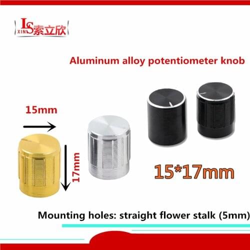 10pcs Aluminum Alloy Potentiometer Knob 15 * 14 15 * 17mm Plum Handle 5mm Volume Adjustment Knob Cap Straight flower stalk 5mm