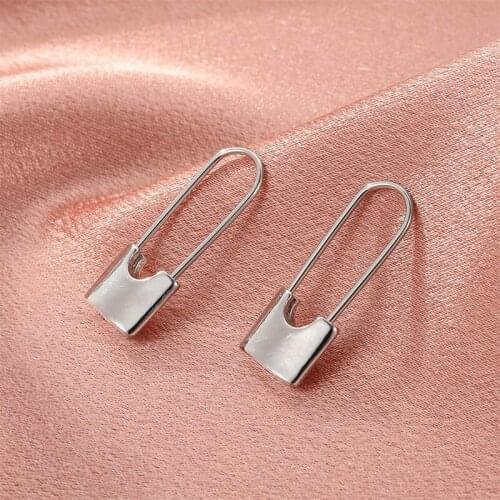 Chic Exaggerated Lock Pendant Earrings for Women Gold Silver Color Geometric Padlock Hoop Earrings Buckle Ear Rings Jewelry Gift
